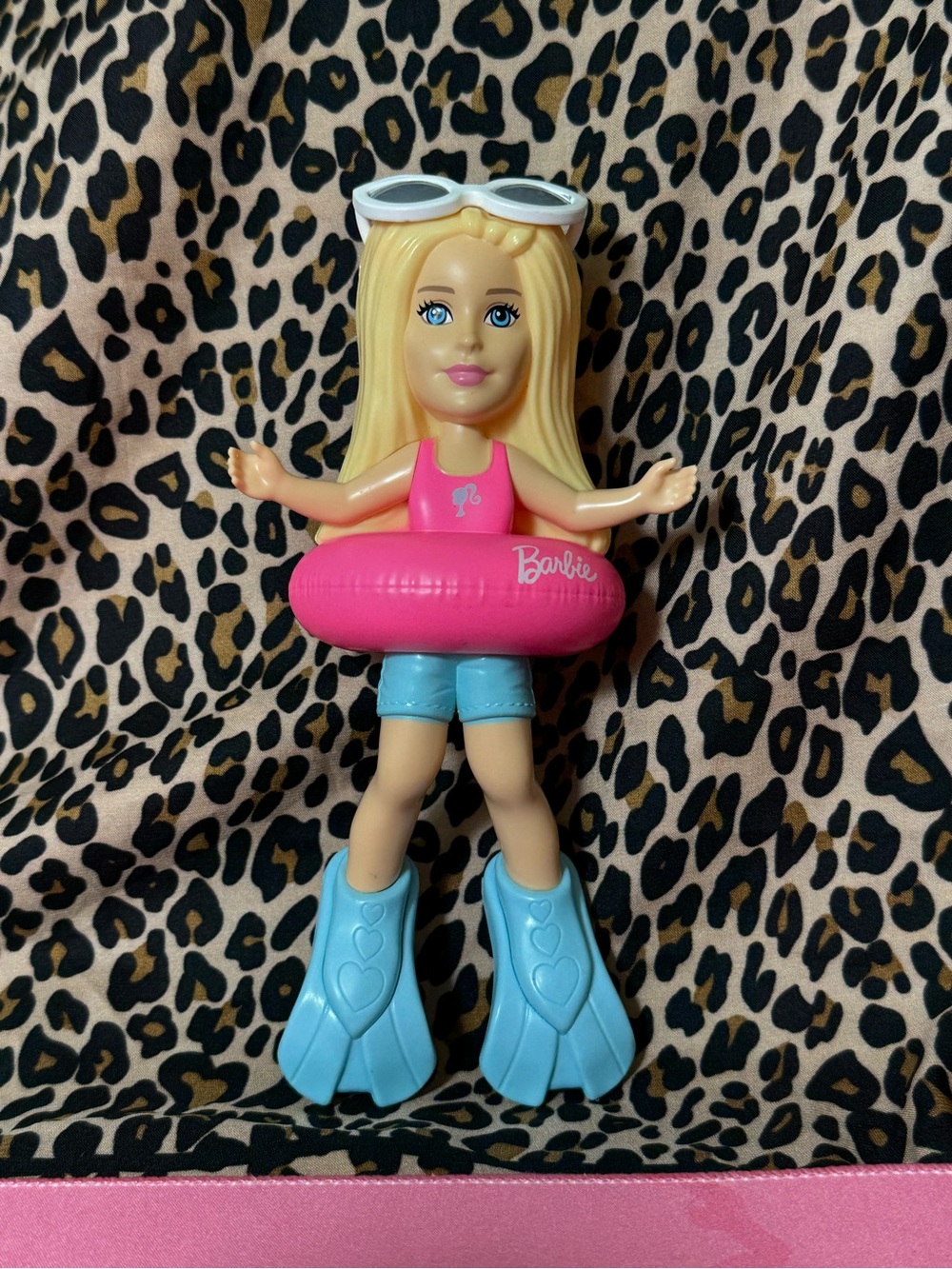 Barbie Blonde Doll with Pink Swim Ring and Blue Flippers